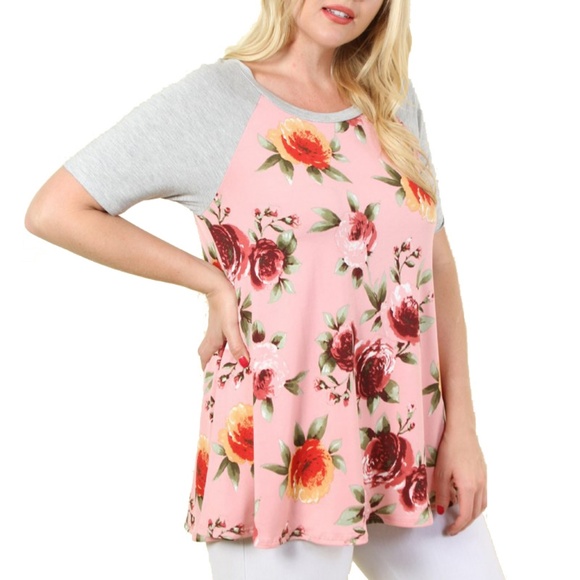 🌸 Boutique Floral Tunic Baseball Tee (PLUS) - Picture 3 of 3